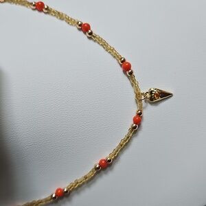 Evil Eye Orange Beaded Necklace